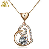 Women's Double Heart Pendant Necklace With 18 Inch Chain