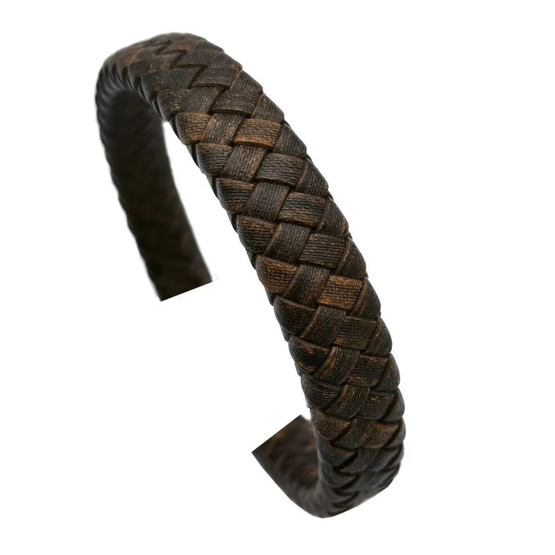 Aaazee 1 Yard 12x6mm Braided Leather Strap Antique Dark Brown