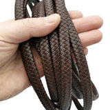 Aaazee 1 Yard 12x6mm Braided Leather Strap Distressed Dark Brown