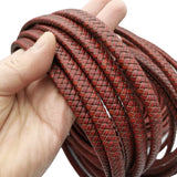Aaazee 1 Yard 12x6mm Braided Leather Strap Distressed Dark Brown