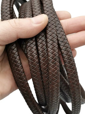 Aaazee 1 Yard 12x6mm Braided Leather Strap Red