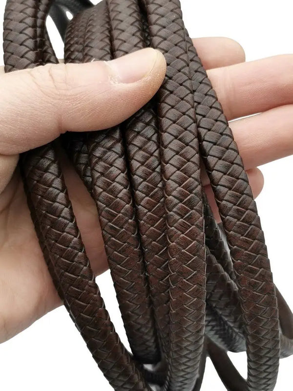 Aaazee 1 Yard 12x6mm Braided Leather Strap Red