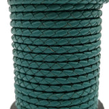 Aaazee 1 Yard 4mm Teal Braided Bolo Leather Strap for Bracelet Bolo Tie