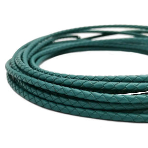 Aaazee 1 Yard 4mm Teal Braided Bolo Leather Strap for Bracelet Bolo Tie