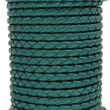 Aaazee 1 Yard 4mm Teal Braided Bolo Leather Strap for Bracelet Bolo Tie