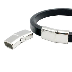 3 Sets Magnetic Clasp for Bangle Bracelet Silver Licorice Leather 11mmx5.5mm