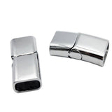 3 Sets Magnetic Clasp for Bangle Bracelet Silver Licorice Leather 11mmx5.5mm