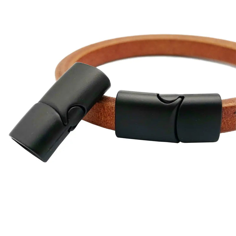 Aaazee 3 Sets Licorice Leather Cord End Magnetic Clasps 12x6mm Matte