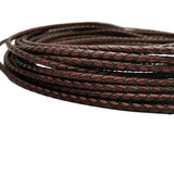 Aaazee 4mm Antique Red Brown Braided Leather Strap for Bracelet Bolo Tie