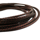 Aaazee 4mm Antique Red Brown Braided Leather Strap for Bracelet Bolo Tie