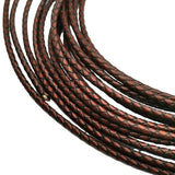 Aaazee 4mm Antique Red Brown Braided Leather Strap for Bracelet Bolo Tie