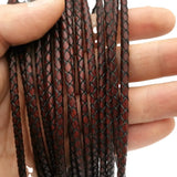 Aaazee 4mm Antique Red Brown Braided Leather Strap for Bracelet Bolo Tie