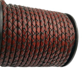 Aaazee 4mm Antique Red Brown Braided Leather Strap for Bracelet Bolo Tie