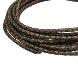 Aaazee 4mm Deep Weathered Braided Leather Strap for Bracelet