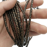 Aaazee 4mm Deep Weathered Braided Leather Strap for Bracelet