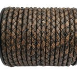 Aaazee 4mm Deep Weathered Braided Leather Strap for Bracelet