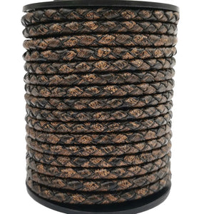 Aaazee 4mm Deep Weathered Braided Leather Strap for Bracelet