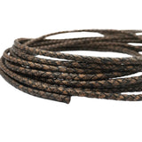 Aaazee 4mm Deep Weathered Braided Leather Strap for Bracelet