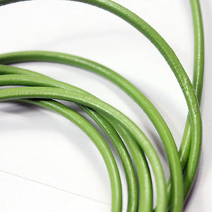 Aaazee 5 Yds 3mm Round Real Cow Hide Spring Green Leather Cord