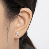 925 Silver 3-10mm Princess Cut Stud Earrings Party Fine Jewelry