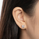 925 Silver 3-10mm Princess Cut Stud Earrings Party Fine Jewelry