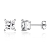 925 Silver 3-10mm Princess Cut Stud Earrings Party Fine Jewelry