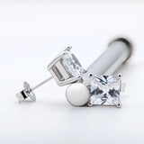925 Silver 3-10mm Princess Cut Stud Earrings Party Fine Jewelry