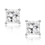 925 Silver 3-10mm Princess Cut Stud Earrings Party Fine Jewelry