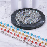 Abacus Glass Beads Platinum Chains 6x4mm 1m/Strands