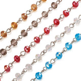 Abacus Glass Beads Platinum Chains 6x4mm 1m/Strands