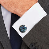 Abalone Scallop Silver Plated Cufflinks Set