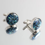Abalone Scallop Silver Plated Cufflinks Set