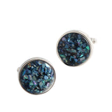Abalone Scallop Silver Plated Cufflinks Set
