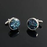 Abalone Scallop Silver Plated Cufflinks Set