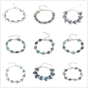 Abalone Shell Butterfly Drop Bracelet with Zircon Stones