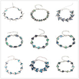 Abalone Shell Butterfly Drop Bracelet with Zircon Stones