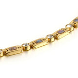 Abalone Shell Titanium Steel Health Bracelet with Zircon Inlay