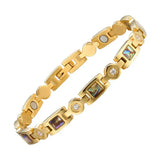 Abalone Shell Titanium Steel Health Bracelet with Zircon Inlay
