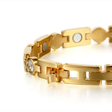 Abalone Shell Titanium Steel Health Bracelet with Zircon Inlay