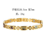 Abalone Shell Titanium Steel Health Bracelet with Zircon Inlay
