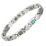 Abalone Shell Titanium Steel Health Bracelet with Zircon Inlay