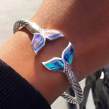 Abalone Shell Mermaid Tail Bangle Bracelet Adjustable Hand Chain EIG88