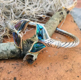 Abalone Shell & Mermaid Tail Bangle Bracelet for Women Girls