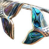 Abalone Shell & Mermaid Tail Bangle Bracelet for Women Girls