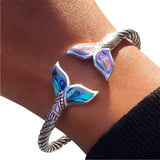 Abalone Shell & Mermaid Tail Bangle Bracelet for Women Girls