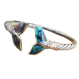 Abalone Shell & Mermaid Tail Bangle Bracelet for Women Girls