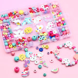 290pcs Animal Colored Wooden Beads Set for Jewelry Making