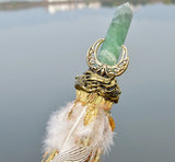 Wiccan Raw Crystal Moon Accessories Feather Broom Witch Altar Decor