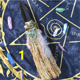 Wiccan Raw Crystal Moon Accessories Feather Broom Witch Altar Decor