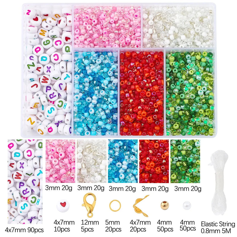 3500pcs Mixed Rice & Letter Beads Pearl Series Loose Beads DIY Jewelry